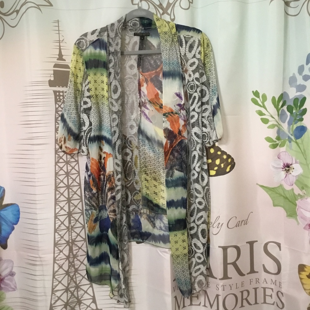 Alberto Makali Open Short Sleeve Cover-Up Boho Style~Size Large